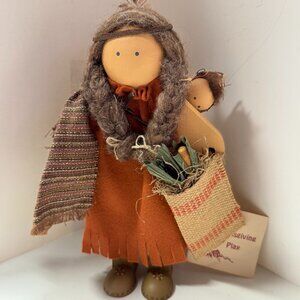 Vintage Ladie and Friends Lizzie High Wooden Indian Girl Doll w/Baby 1988 S